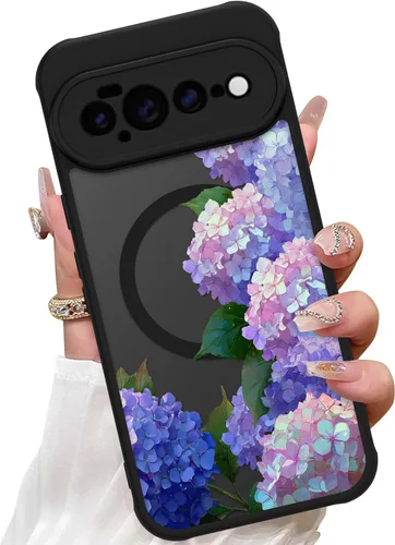 Vista 8 de ZIYE Funda magnética para Google Pixel 9 Pro XL de 6.8 pulgadas [compatible con MagSafe] funda de policarbonato duro y TPU suave con flor de cerezo