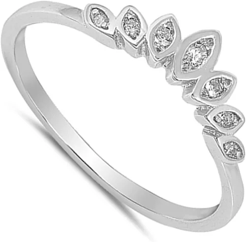 Vista 2 de Princesa Lotus Flower Marquise Tiara de plata de ley tamaños 4-12, Metal, Zirconia cúbica