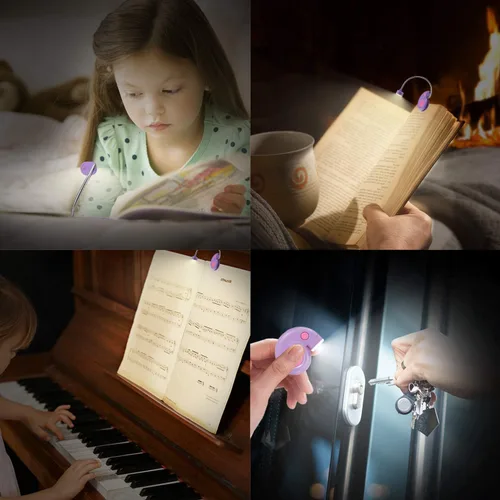 Vista 4 de Luz de libro, luz de lectura LED, luces de lectura para libros en la cama, luz de lectura de libros recargable por USB, luz de libro regulable de 3