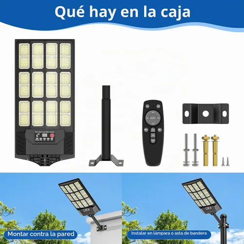 Vista 7 de Luces solares para exteriores impermeables, luz de inundación gran angular de 320°, luz LED solar de estacionamiento con sensor de movimiento