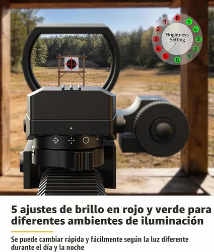 Vista 7 de CVLIFE 1X22X33 Visor Reflex Punto Rojo Visor Punto Rojo y Verde 4 Ópticas de Retícula con Láser Verde y Interruptor de Almohadilla de Presión