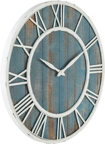 Vista 2 de Oldtown Farmhouse - Reloj de pared silencioso (de metal y madera maciza)
