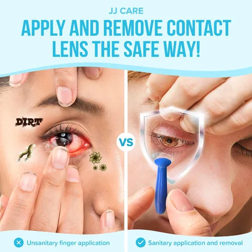 Vista 2 de JJ CARE Aplicador de lentes de contacto – Paquete de 4 herramientas de succión para lentes de contacto duras, émbolo de contacto ocular de goma