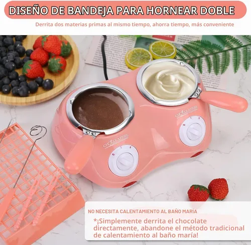 Vista 5 de Outamateur Fondue eléctrica de chocolate con doble olla de fusión para chocolate con leche, queso, mantequilla, dulces