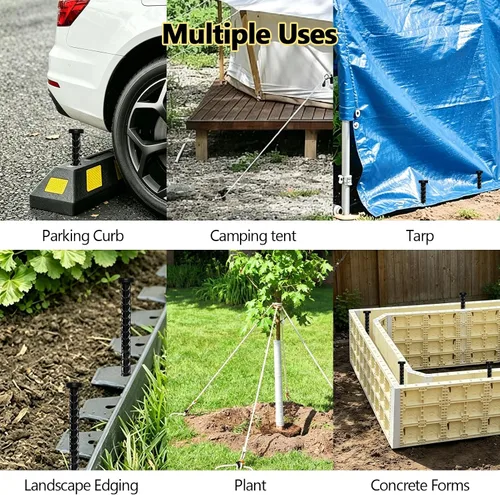 Vista 8 de Eurmax Paquete de 6 anclajes de acero inoxidable de 16 pulgadas para vientos fuertes, estacas galvanizadas de 1/2 pulgada, anclajes de tierra