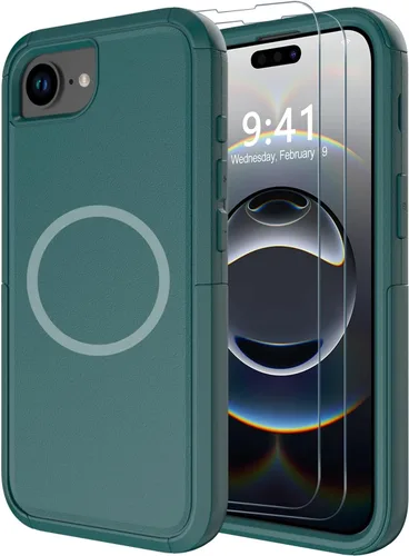 Vista 64 de Diverbox Funda para iPhone 13 [compatible con MagSafe] [con protector de pantalla] [a prueba de golpes] [a prueba de caídas] Funda de protección