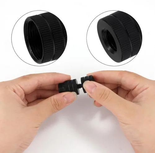 Vista 5 de Adaptador de soporte de micrófono, adaptador de soporte de cámara de aleación de aluminio negro, adaptador de tornillo de micrófono, adaptador