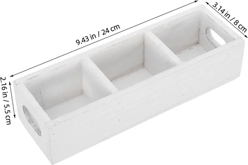 Vista 2 de Organizador de bolsas de té de madera: 3 compartimentos, soporte de caja de té de madera, caja de almacenamiento de bolsa de azúcar para barra