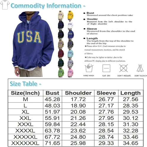 Vista 3 de XIAXOGOOL Sudaderas ligeras con capucha para hombre, talla grande, estampado de letras de EE. UU., casual, manga larga, sudadera sin botones