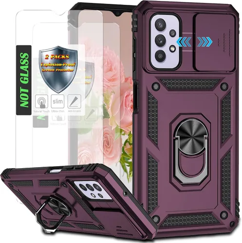 Vista 26 de Funda para Galaxy A26 con cubierta para lente de cámara, protector de pantalla HD, protección contra caídas de grado militar, soporte de anillo