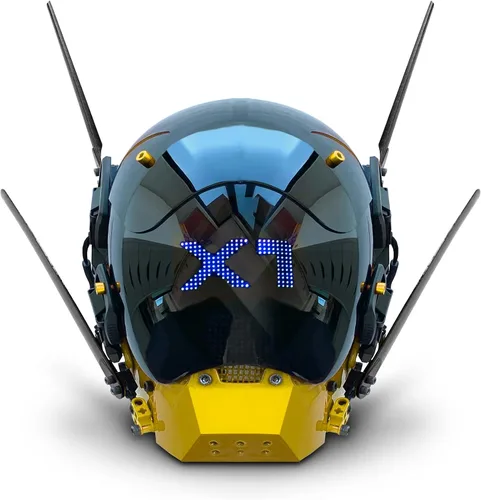 Vista 3 de BeLSav Máscara de cosplay punk para adultos, máscara LED, tecnología punk futurista, cosplay, Halloween, accesorios para fiestas y festivales