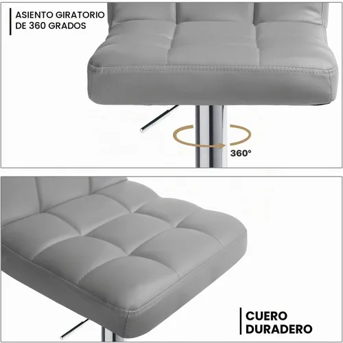 Vista 6 de MoNiBloom Taburetes de Bar Modernos de Cuero PU Ajustables Giratorios con Reposapiés y Respaldo, Taburetes de Bar de Mostrador de Cocina sin Brazos