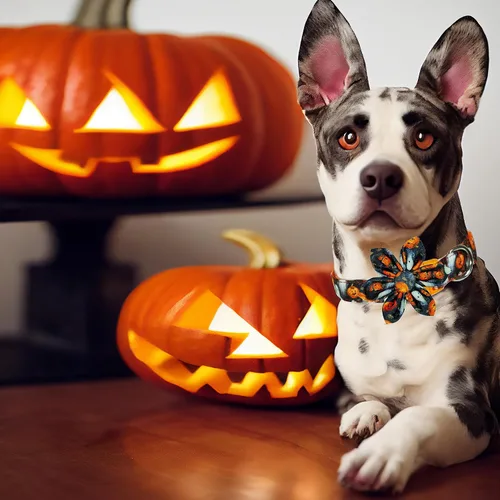 Vista 5 de Collar de perro de Halloween con lazo de girasol, calabaza festiva y collar espeluznante para mascotas pequeñas, medianas y grandes cachorros