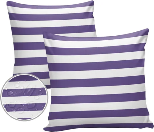 Vista 20 de Fundas de almohada de exterior impermeables de 16 x 16 pulgadas, fundas de almohada de poliéster con rayas blancas y negras, fundas decorativas