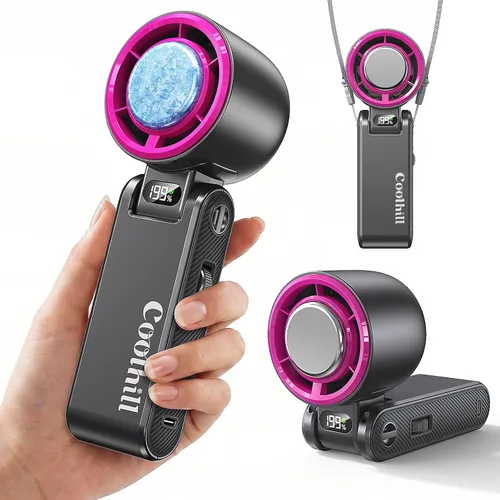 Vista 11 de Ventilador portátil de mano con clip mini ventilador 3000mAh 5 velocidades Rosa