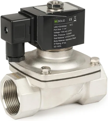 Vista 16 de U.S. Solid Válvula solenoide de latón de 1/2" -110V 120V AC, normalmente cerrada, válvula eléctrica de 10 bar para agua, aire, diesel