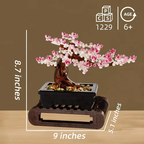 Vista 3 de Juegos de construcción de árboles de cerezo, juegos de árboles bonsái Le-go para adultos, colección botánica 3 en 1, planta de bricolaje, regalo