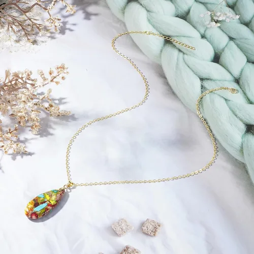 Vista 6 de Suyi Collar de piedra para mujer, collares con colgante colorido en forma de lágrima