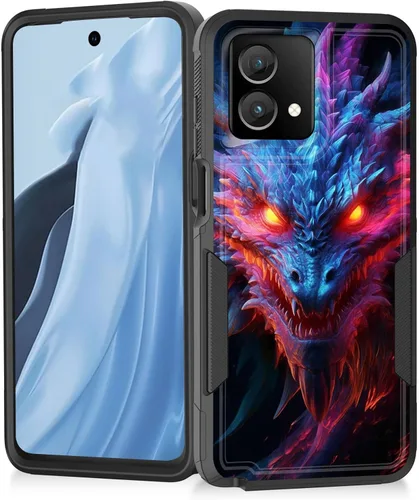 Vista 93 de Funda para Moto G Play 4G 2024, resistente de doble capa híbrida de policarbonato duro, goma suave, a prueba de golpes, funda protectora resistente