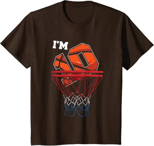 Vista 37 de Camiseta de regalo de cumpleaños con red de baloncesto de 10 años, Negro