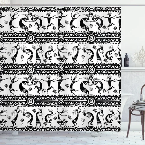 Vista 99 de Ambesonne Decor Collection, juego de cortina con ganchos para regadera Amarillo y marrón