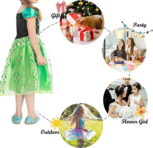 Vista 8 de IDOTTA Disfraz de princesa, disfraz de cosplay para niñas, fiesta, concurso, cumpleaños, Halloween, Navidad con accesorios