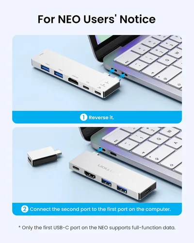 Vista 13 de VENTION Hub USB C 6 en 2 para MacBook Neo/Air/PRO, 80Gbps desmontable magnético 8K USB-C Dock con HDMI 4K a 240Hz, PD máximo de 140 W