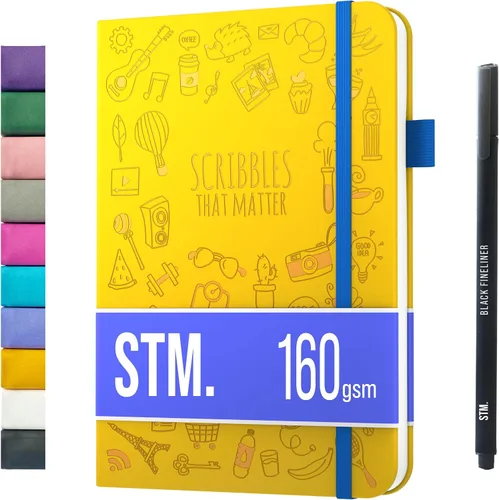 Vista 48 de Cuaderno de cuadrícula de puntos con viñetas Cuadernos diarios A5 para escritura personal, trabajo, mujeres papel grueso de 120gsm, tapa dura