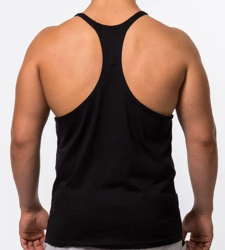 Vista 2 de Q.Y.Fashion Camiseta sin mangas de algodón en blanco para hombre, con espalda en Y, para entrenamiento, gimnasio, culturismo, fitness