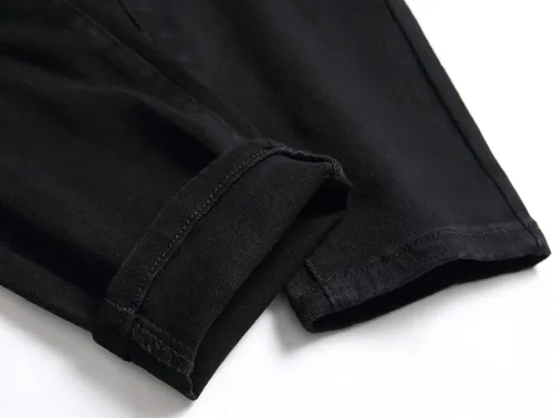 Vista 6 de Junbaoss - Jeans elásticos ajustados para hombre, pantalones de mezclilla ajustados rasgados para hombre, pantalones de cintura flexible de pierna