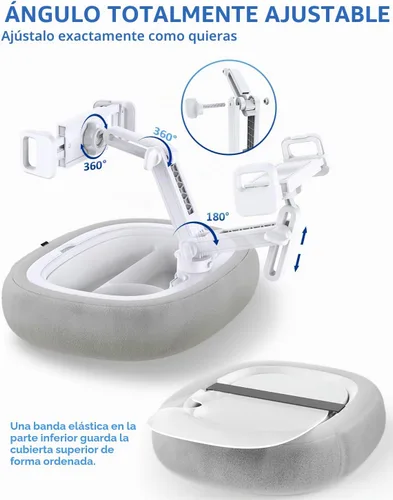 Vista 7 de Tryone Soporte de almohada para tableta y soporte para portátil: soporte ajustable para iPad con cuenco para aperitivos, almohada de felpa suave