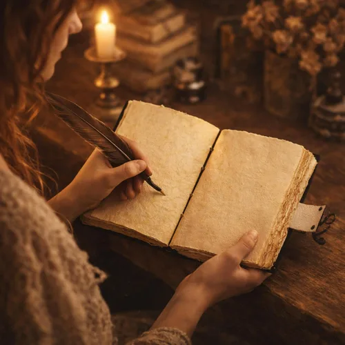 Vista 8 de C CUERO Libro de hechizos Diario de cuero con borde deckle de papel Grimorio impreso diario de los amantes del tarot, cuaderno de tarot en espiral