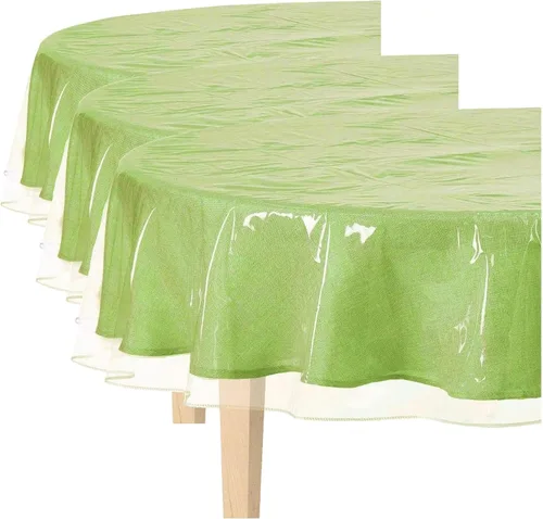 Vista 6 de BNYD - Protector de mantel de plástico transparente, vinilo para mantel (54" x 54") Waterproof PVC Transparent Table Cover. Heavy Duty Wipeable