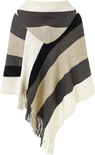 Vista 2 de Ferand - Suéter tipo poncho a rayas para mujer, estilo casual, chal con flecos versátiles