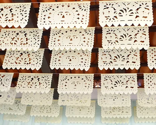 Vista 4 de Banners de papel picado blanquecino, decoraciones de fiesta para bodas, despedidas de soltera, compromiso, cumpleaños, baby shower, pancarta