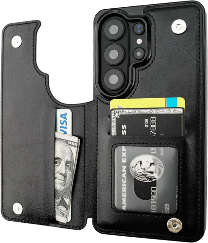 Vista 120 de ONETOP - Funda tipo cartera para Samsung Galaxy S22 con tarjetero, color negro Kickstand,ID/Cash Holder,Case Wallet with Card Slots,Double