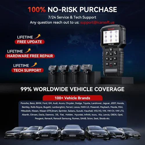 Vista 8 de iCarsoft TPMS V800 Herramienta de programación y reaprendizaje TPMS con 4 sensores - Escáner de diagnóstico OBD2
