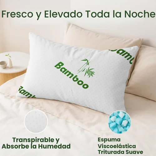 Vista 2 de Almohada de espuma viscoelástica triturada tamaño Queen – Almohada de cama refrescante para dormir para el estómago, la espalda y el cuerpo – 1