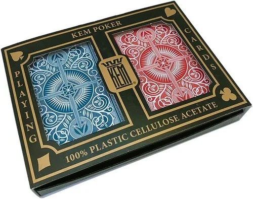 Vista 7 de KEM Arrow - Tarjetas de juego con índice jumbo (tamaño de póquer, 2 unidades), color rojo y azul