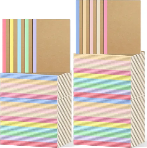 Vista 11 de Handepo 100 paquete de cuadernos de composición A5/A6 con líneas rayadas, cuadernos de composición de cartón Kraft a granel con cubierta suave