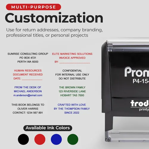 Vista 4 de Promot - Sello autoentintado de 1 línea (pequeño) - sello personalizado de 3 líneas - sello de goma personalizado para nombre, oficina, empresa