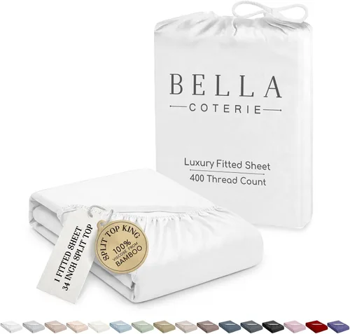 Vista 53 de Bella Coterie - Sábana bajera ajustable de viscosa de bambú de lujo, tamaño individual, 100% cultivada orgánicamente, ultrasuave, refrescante