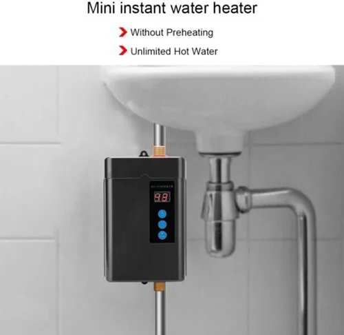 Vista 4 de Calentador de agua caliente instantáneo eléctrico de 110 V 3 KW, calentador de agua a pedido sin tanque con Rem0te Contr0l, frecuencia variable