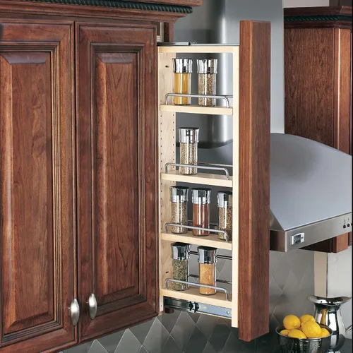 Vista 2 de Rev-A-Shelf Organizador de pared extraíble para armario de cocina, organizador de despensa deslizante con cierre suave en varios tamaños, madera