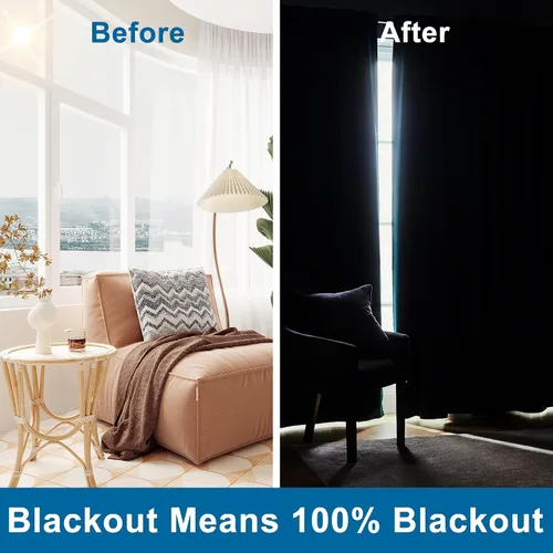 Vista 2 de DWCN Cortinas 100% opacas de 63 pulgadas de largo para dormitorio, decoración del hogar, aislamiento térmico, bloqueo de luz, oscurecimiento de Gris