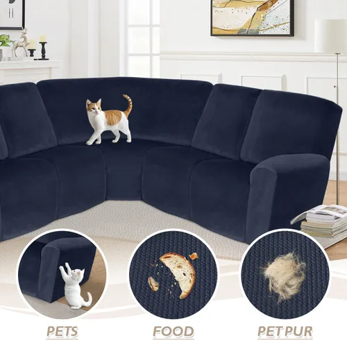 Vista 74 de Arfntevss Fundas de sofá seccional reclinable de terciopelo, Funda de sofá seccional de esquina para sofá reclinable, Funda elástica suave