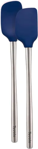 Vista 7 de Tovolo Espátula para Frascos de Silicona con Mango Largo de Acero Inoxidable Espátula Raspadora Naranja Albaricoque, Raspador de Frascos Resistente