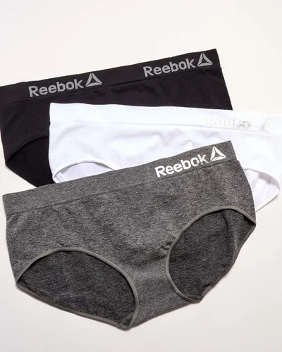 Vista 2 de Reebok Ropa interior para mujer - Calzoncillos hipster sin costuras de talla grande (paquete de 3)