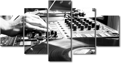 Vista 79 de Lienzo decorativo para pared, diseño de DJ Music Mixes the Track HD impreso en pinturas, 5 piezas de imágenes abstractas para sala de estar, obra