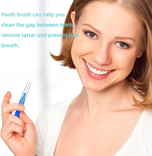 Vista 6 de GOUWEIBA - Juego de 100 piezas desechables para cepillos interdentales, color azul y rojo Braces Brush, Toothpick, Dental Tooth Flossing Head